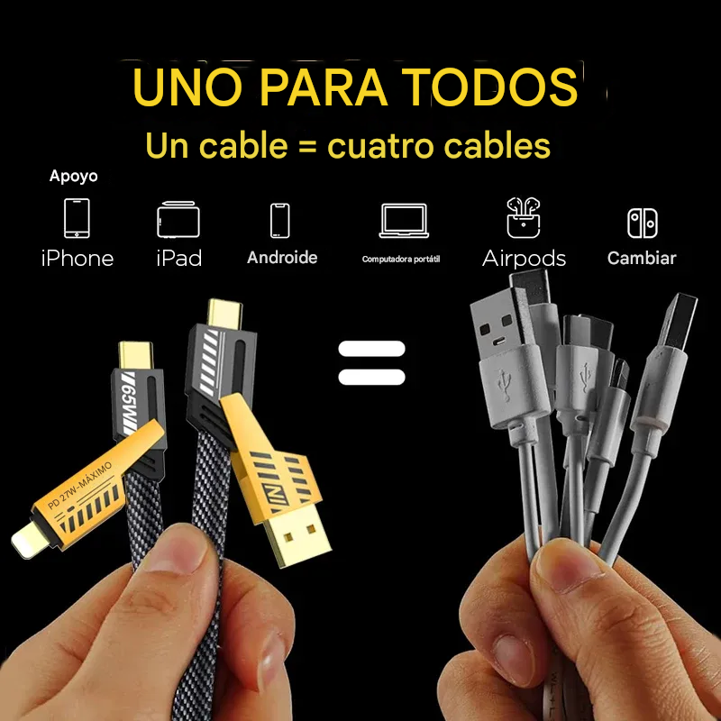🚀 Cable 4 en 1 Flat Wire ⚡