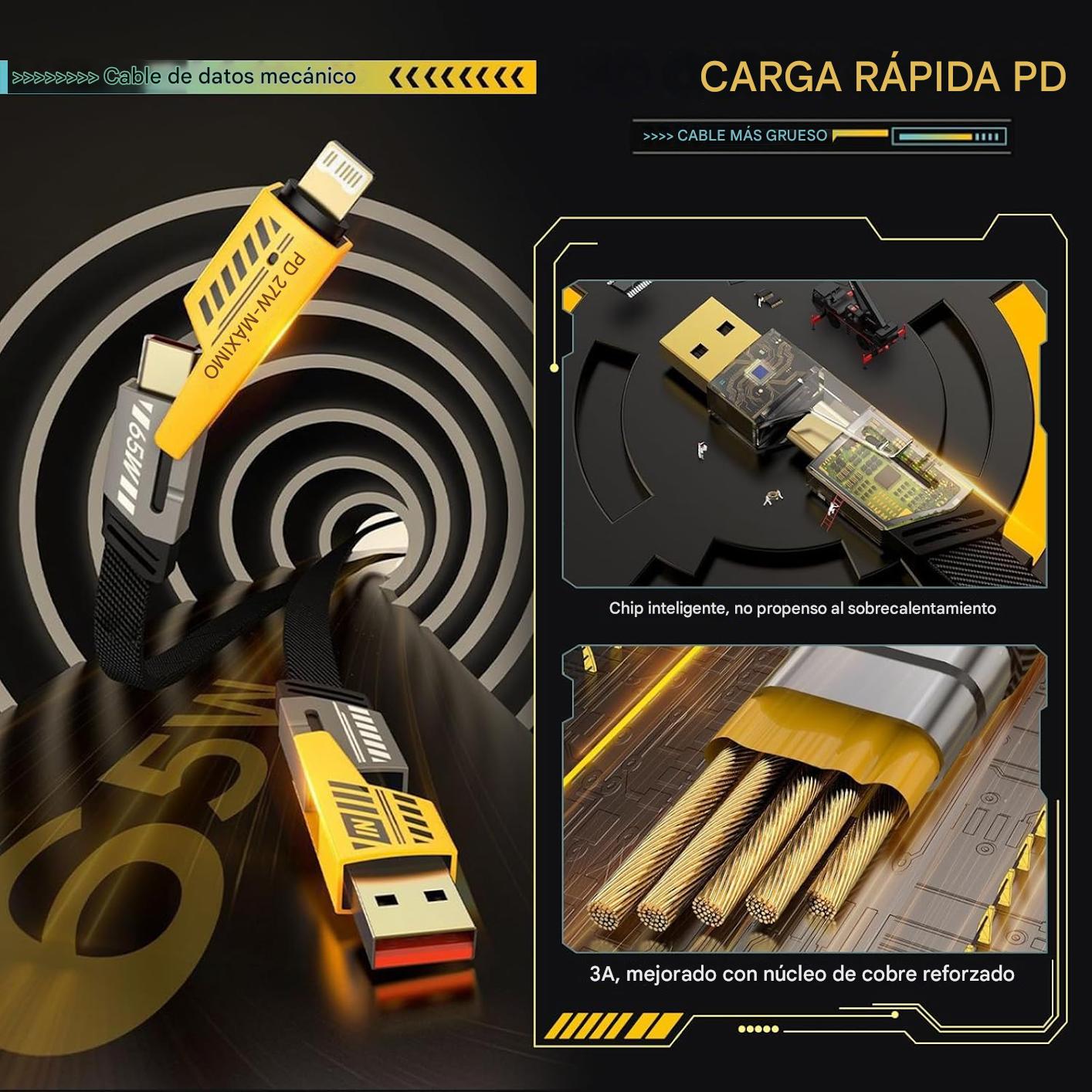 🚀 Cable 4 en 1 Flat Wire ⚡