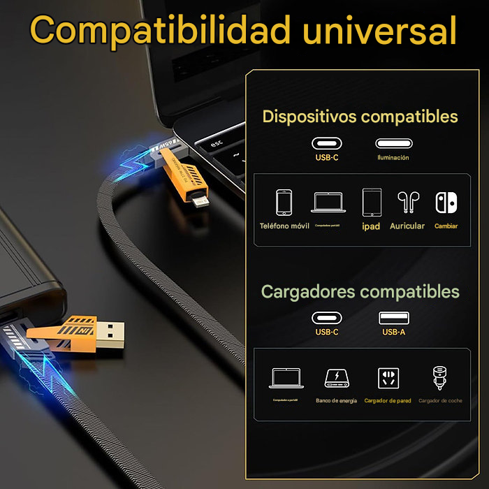 🚀 Cable 4 en 1 Flat Wire ⚡